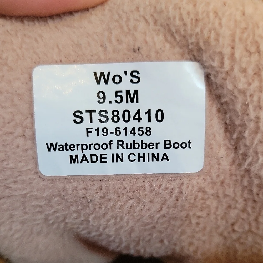 Sperry Women's Saltwater Waterproof Rubber Duck Boots Size 9.5 Beige and Gray